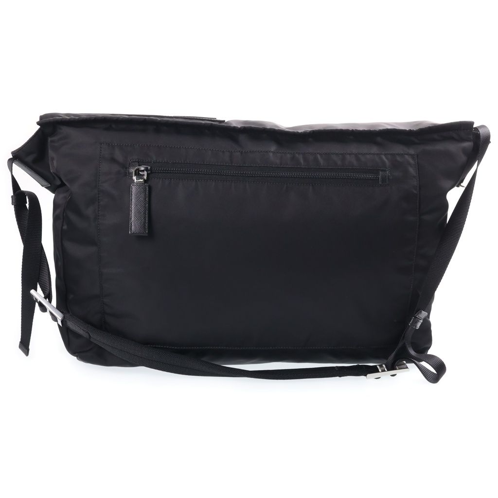 Prada Triangle Plate Technical Fabric Messenger Bag Black — view 2