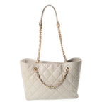 Chanel Quilted Tote Bag CC Logo Gold Caviar Leather Light Beige — view 2