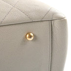 Chanel Quilted Tote Bag CC Logo Gold Caviar Leather Light Beige — view 6