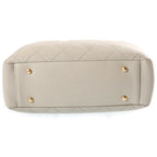 Chanel Quilted Tote Bag CC Logo Gold Caviar Leather Light Beige — view 4