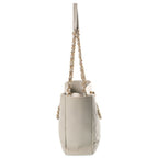 Chanel Quilted Tote Bag CC Logo Gold Caviar Leather Light Beige — view 3