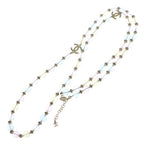 Chanel CC Logo Strass Pearl Rhinestone Necklace Multicolor Gold Bean — view 2