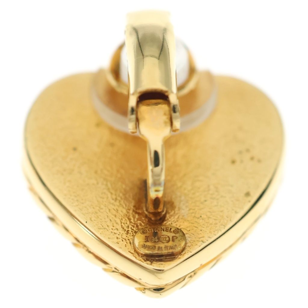 Chanel CC Logo Heart Earrings Gold Blue — view 5