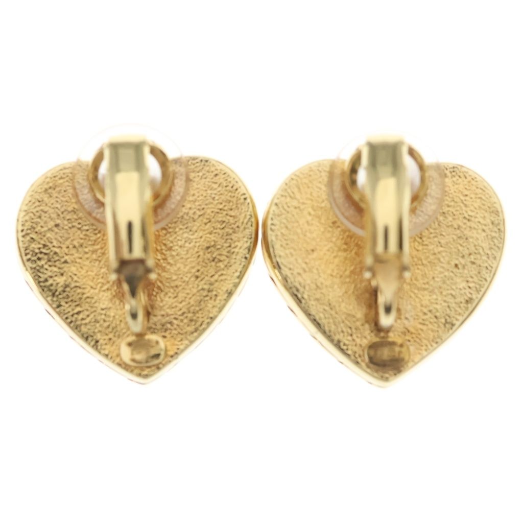 Chanel CC Logo Heart Earrings Gold Blue — view 2