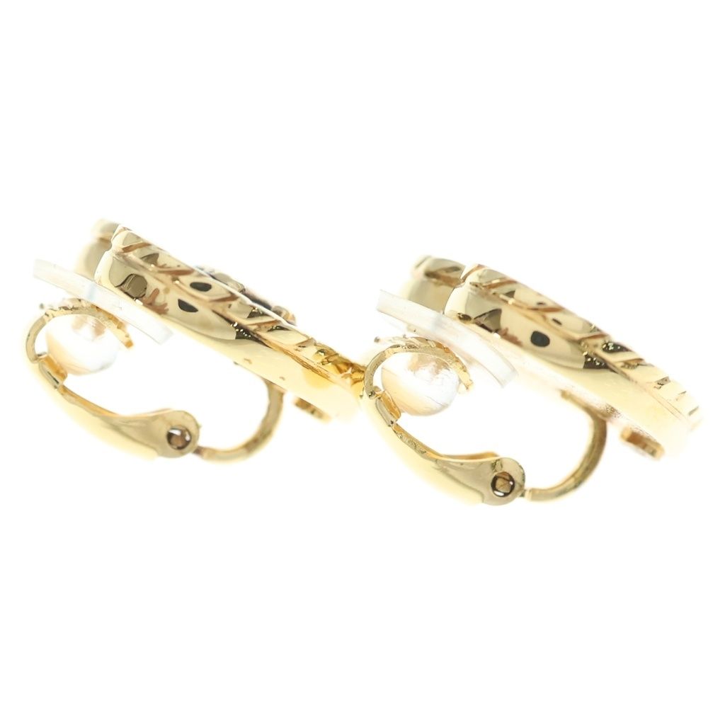 Chanel CC Logo Heart Earrings Gold Blue — view 4