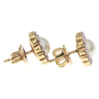 Gucci Faux Pearl Rhinestone Earrings White Pink — view 4