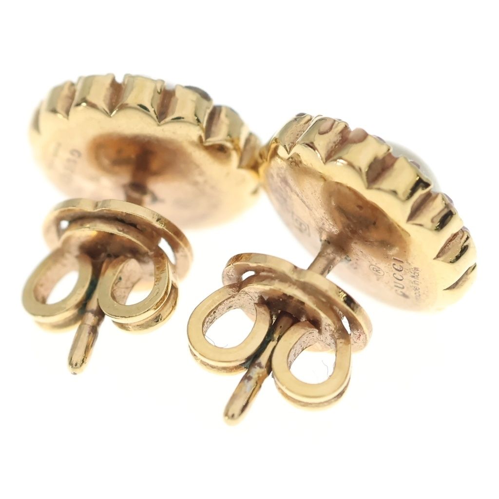 Gucci Faux Pearl Rhinestone Earrings White Pink — view 2