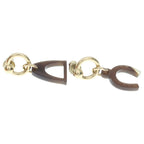 Hermes Equestre Buffalo Horn Earrings Brown Gold — view 4