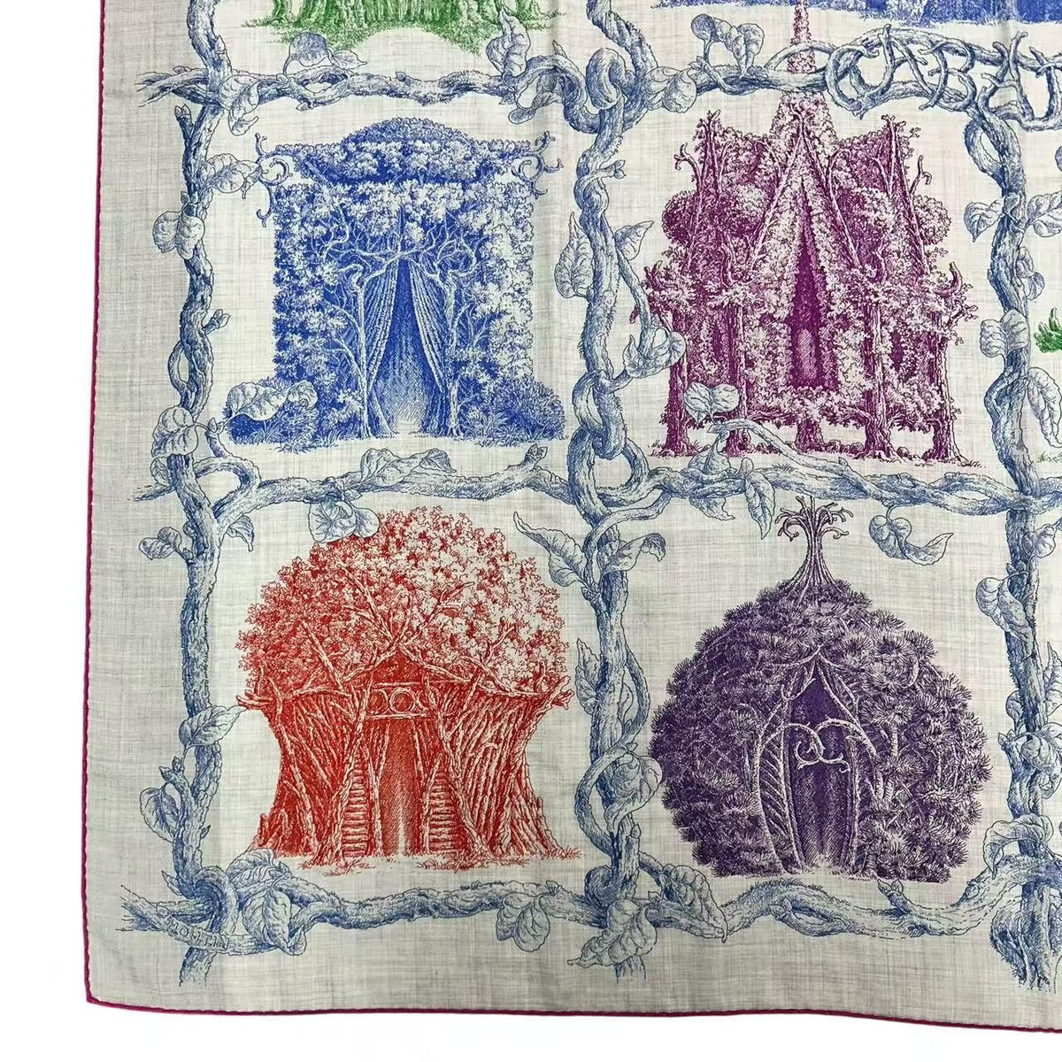 Hermes Limited Shawl Carre 140 Various Huts Cashmere 70% Silk 30% Multicolor — view 4