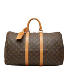 Louis Vuitton Monogram Keepall 45 Boston Bag Brown Leather