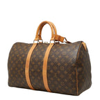 Louis Vuitton Monogram Keepall 45 Boston Bag Brown Leather — view 2