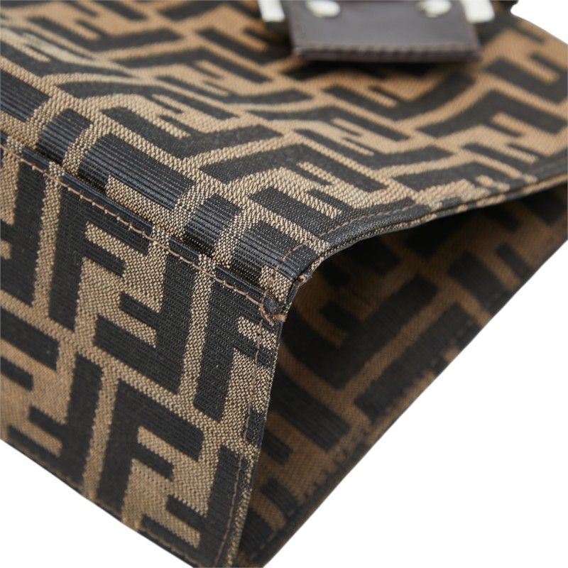 Fendi Zucca Handbag Brown Canvas Leather — view 7