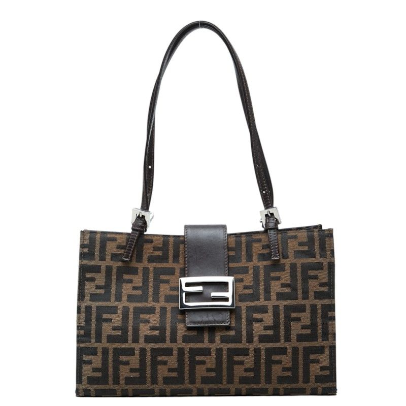 Fendi Zucca Handbag Brown Canvas Leather