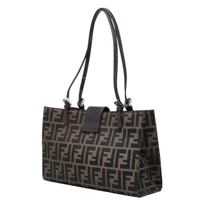 Fendi Zucca Handbag Brown Canvas Leather — view 2