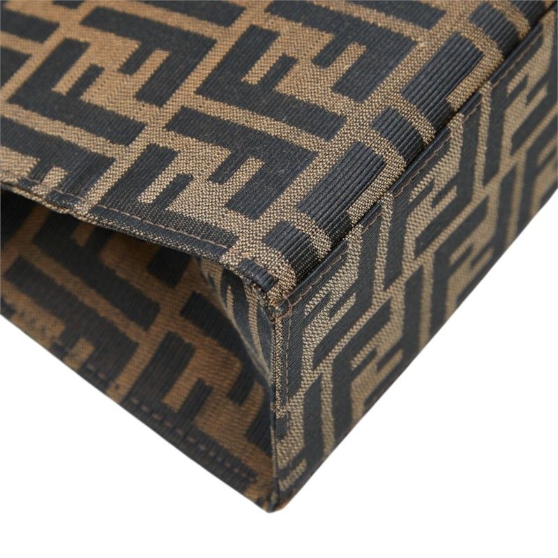 Fendi Zucca Handbag Brown Canvas Leather — view 5