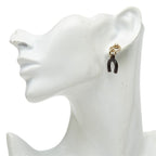 Hermes Amulette Equestre Horseshoe Stirrup Swing Stud Earrings Gold Brown — view 6