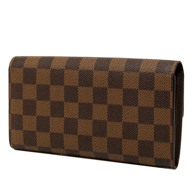Louis Vuitton Damier Portefeuille Sarah Wallet Brown Leather — view 2