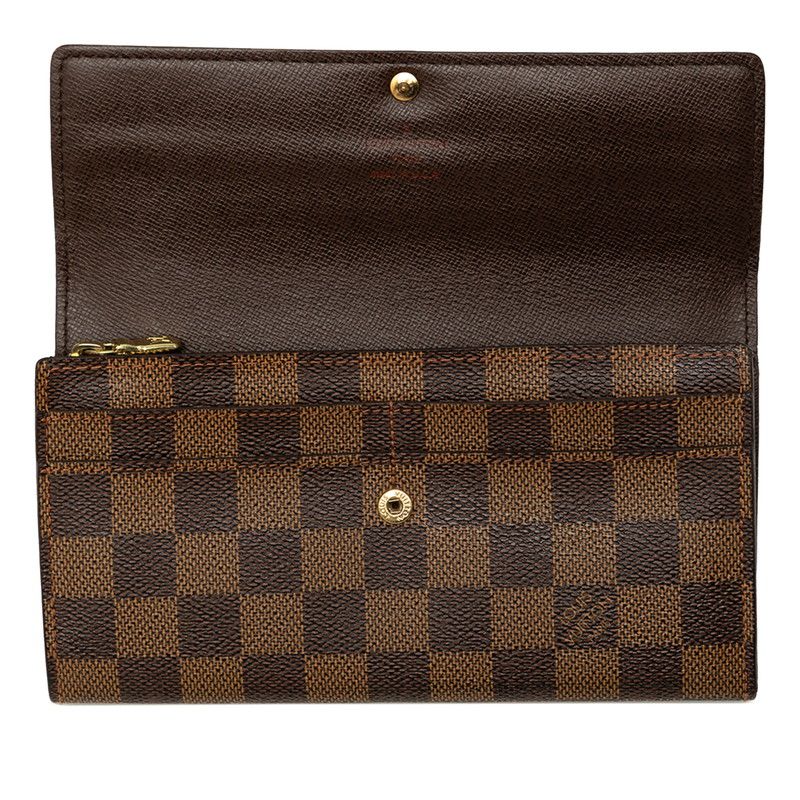 Louis Vuitton Damier Portefeuille Sarah Wallet Brown Leather — view 4