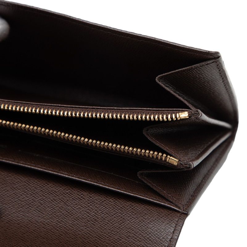 Louis Vuitton Damier Portefeuille Sarah Wallet Brown Leather — view 6