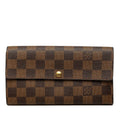 Louis Vuitton Damier Portefeuille Sarah Wallet Brown Leather