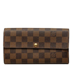 Louis Vuitton Damier Portefeuille Sarah Wallet Brown Leather