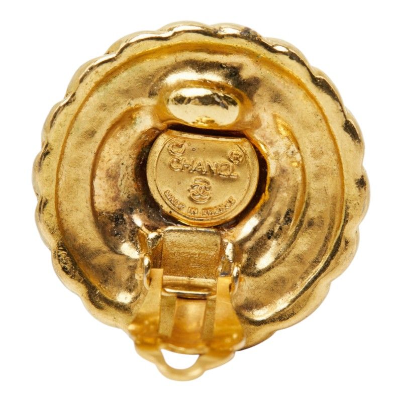 Chanel CC Logo Vintage Earrings Ear Clip Round Gold Plated — view 4