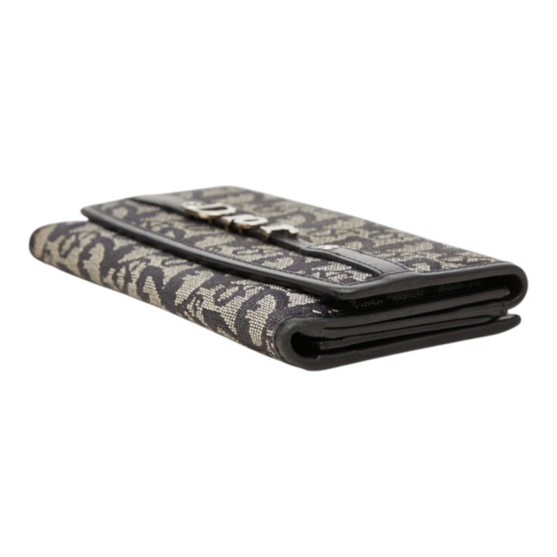 Dior Trotter Wallet Black Ivory Canvas Leather — view 4