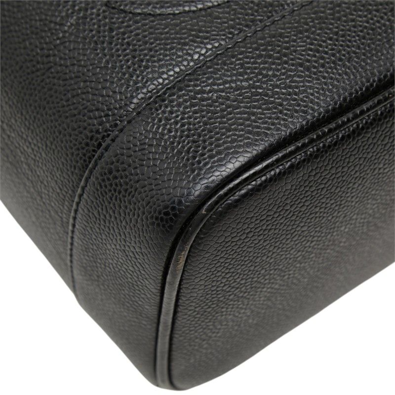 Chanel CC Logo Vanity Bag Handbag Black Caviar Leather — view 5