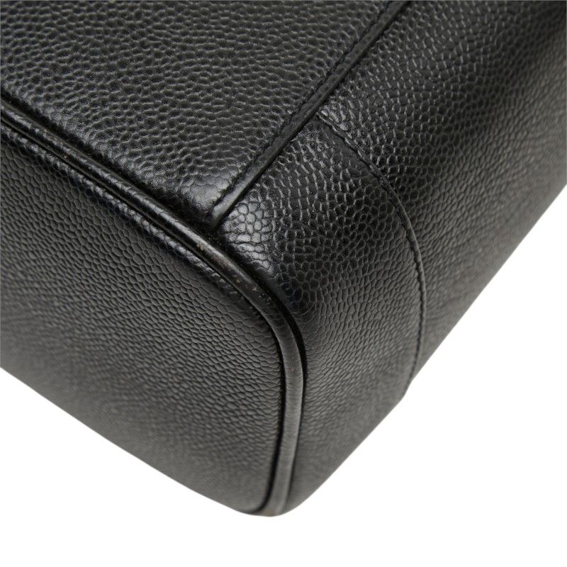 Chanel CC Logo Vanity Bag Handbag Black Caviar Leather — view 6