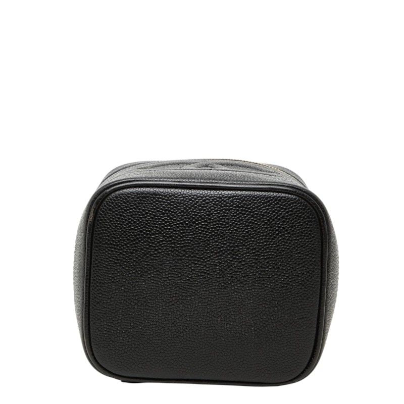 Chanel CC Logo Vanity Bag Handbag Black Caviar Leather — view 3