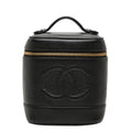 Chanel CC Logo Vanity Bag Handbag Black Caviar Leather