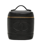 Chanel CC Logo Vanity Bag Handbag Black Caviar Leather