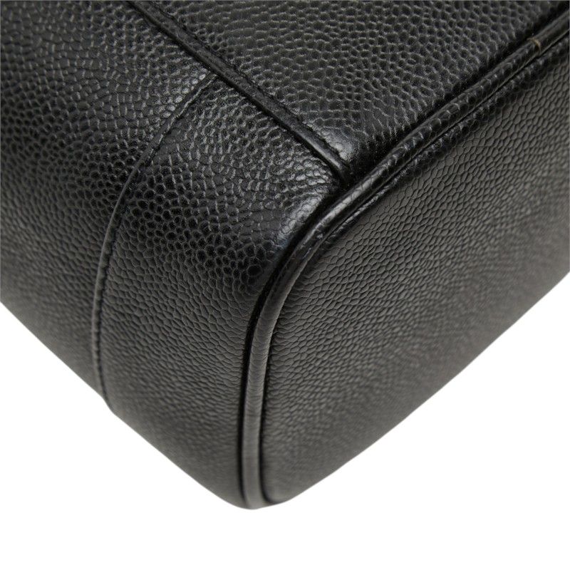 Chanel CC Logo Vanity Bag Handbag Black Caviar Leather — view 7
