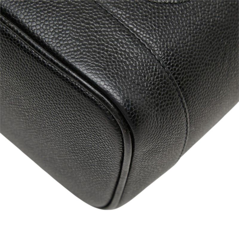 Chanel CC Logo Vanity Bag Handbag Black Caviar Leather — view 4