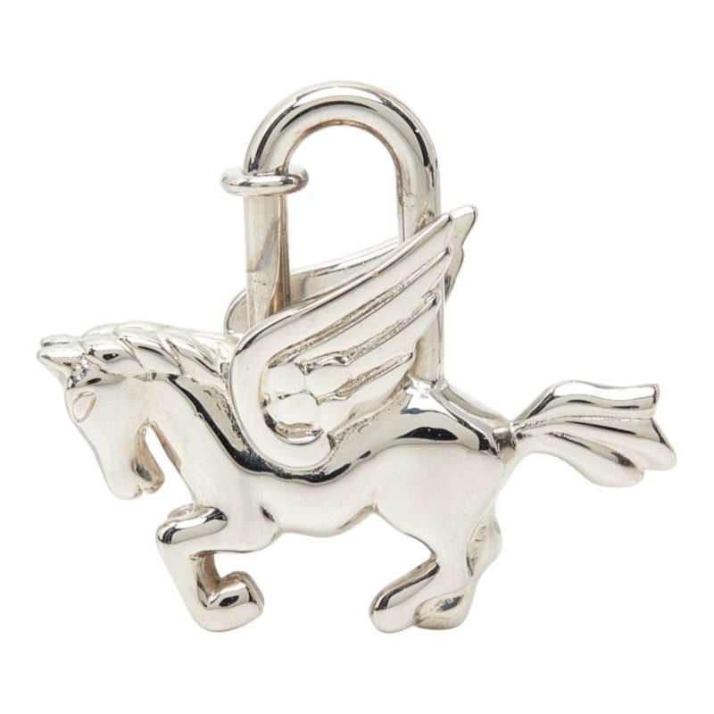 Hermes Pegasus Charm Silver Metal Keychain