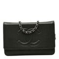 Chanel CC Logo Chain Shoulder Bag Crossbody Khaki Green Caviar Leather