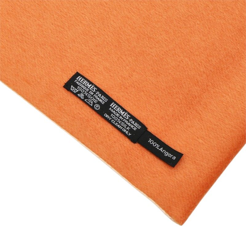 Hermes Henri de Linares Feather Reversible Scarf Shawl Orange Multicolor Silk — view 4