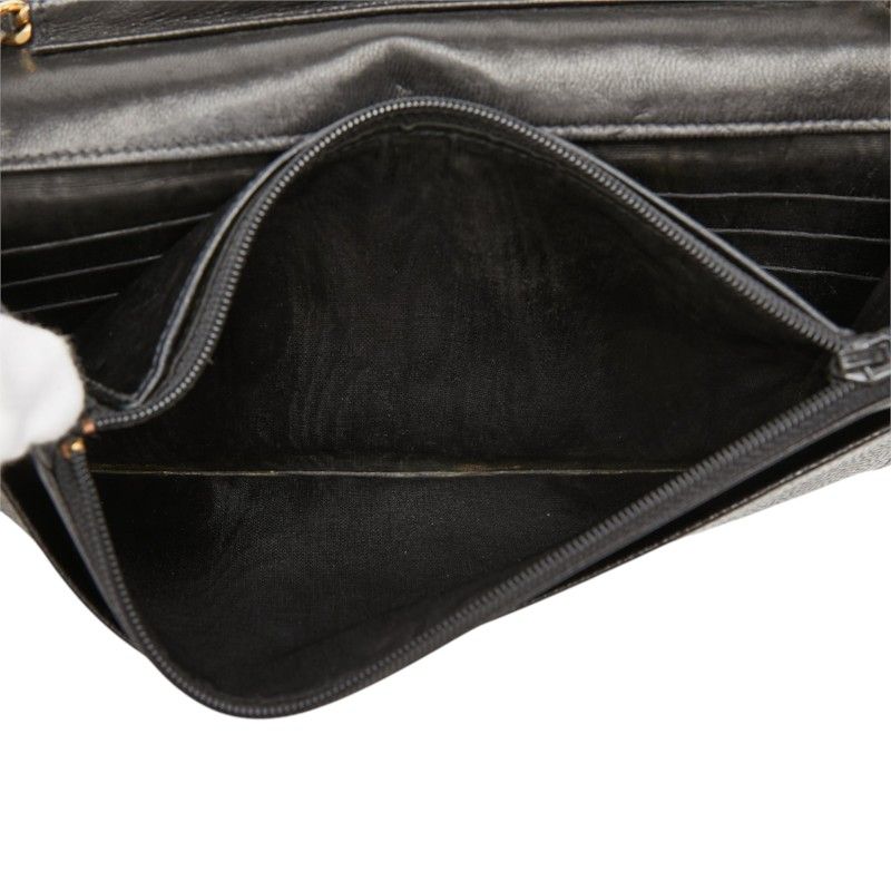 Chanel CC Logo Crossbody Chain Wallet Shoulder Bag Black Caviar Leather — view 8
