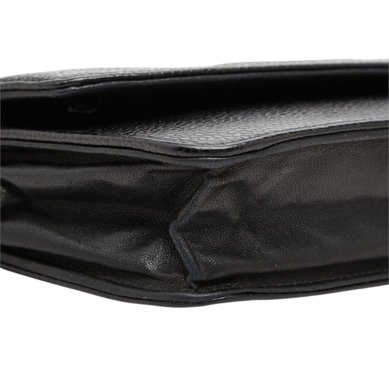 Chanel CC Logo Crossbody Chain Wallet Shoulder Bag Black Caviar Leather — view 5