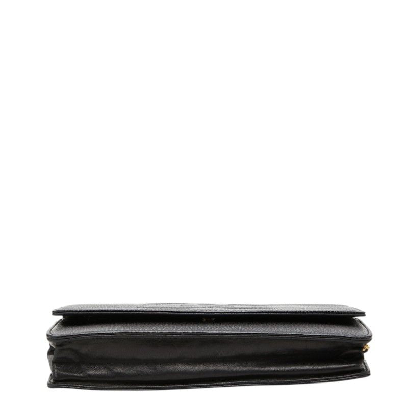 Chanel CC Logo Crossbody Chain Wallet Shoulder Bag Black Caviar Leather — view 3