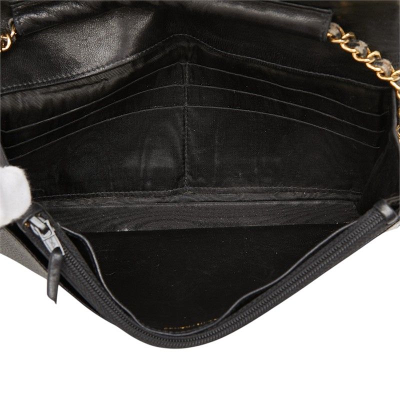 Chanel CC Logo Crossbody Chain Wallet Shoulder Bag Black Caviar Leather — view 7