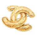 Chanel Brooch Vintage CC Logo Quilted Gold Plated