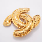 Chanel Brooch Vintage CC Logo Quilted Gold Plated — view 2