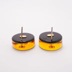Chanel Earrings Vintage CC Logo Camellia Round Circle Gold Plated Black — view 3