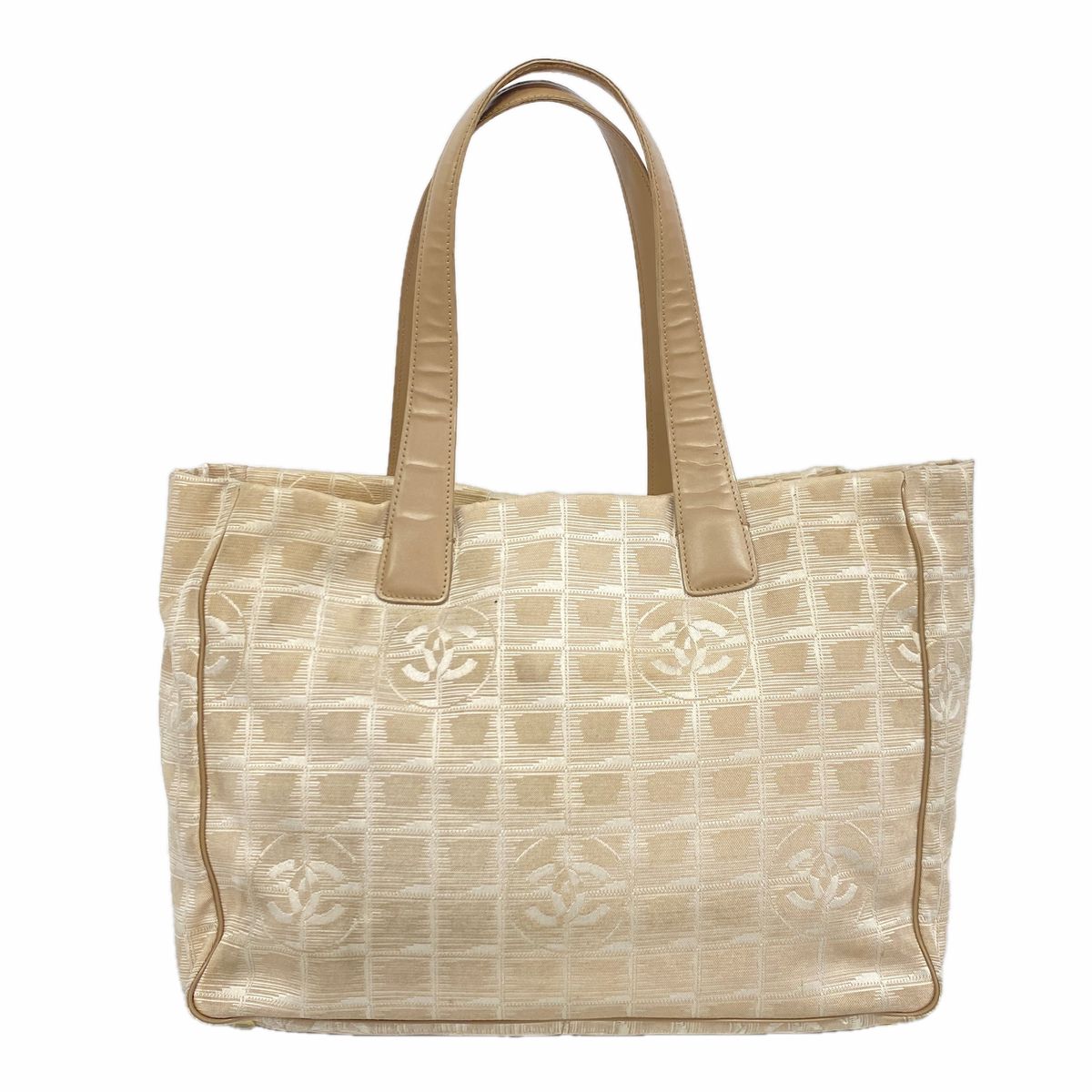 Chanel Tote Bag New Travel Nylon Beige Champagne Gold