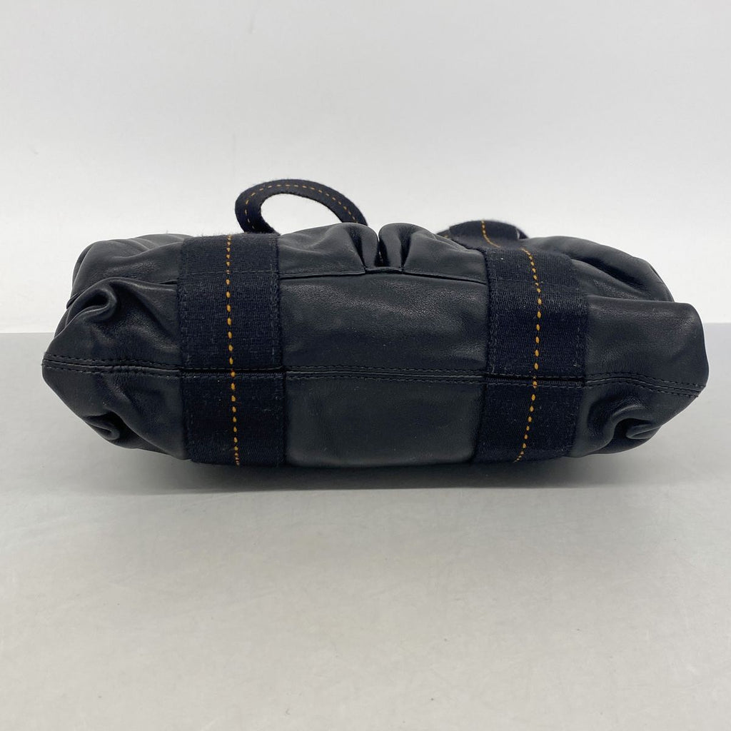 Hermes Handbag Caravan Horizontal Leather Black Silver 2-Way Bag — view 3