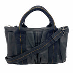 Hermes Handbag Caravan Horizontal Leather Black Silver 2-Way Bag