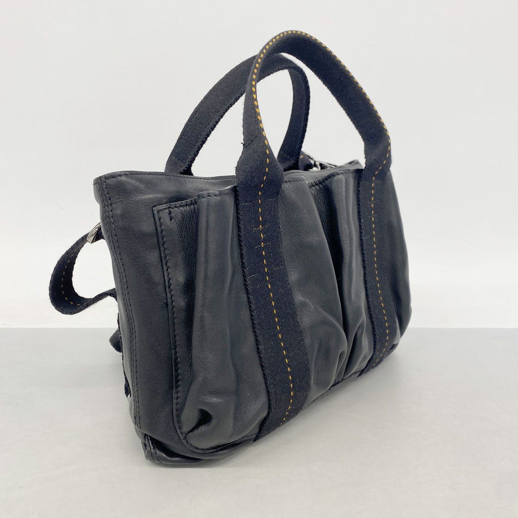 Hermes Handbag Caravan Horizontal Leather Black Silver 2-Way Bag — view 2