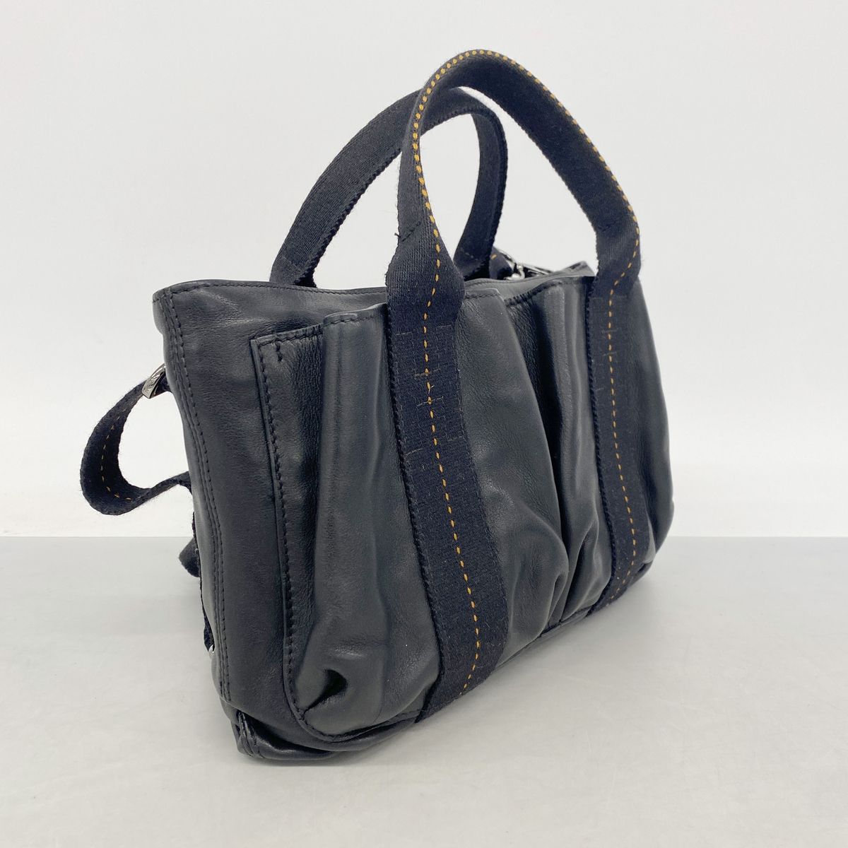 Hermes Handbag Caravan Horizontal Leather Black Silver 2-Way Bag — view 2