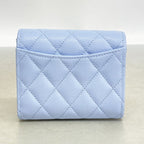 Chanel Trifold Wallet Quilted Caviar Leather Light Blue Champagne Gold — view 5
